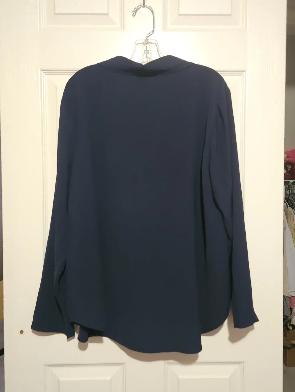 Michael Kors Navy Long-Sleeve Collared Tunic with Gold Accent NWT Sz 2X